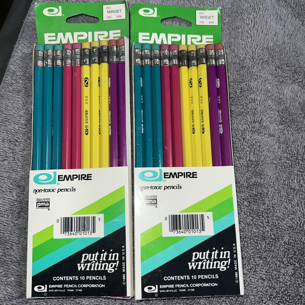(2) 1980 Vintage Empire Wood Pencil Company‎ Pencils 10 Count Sealed